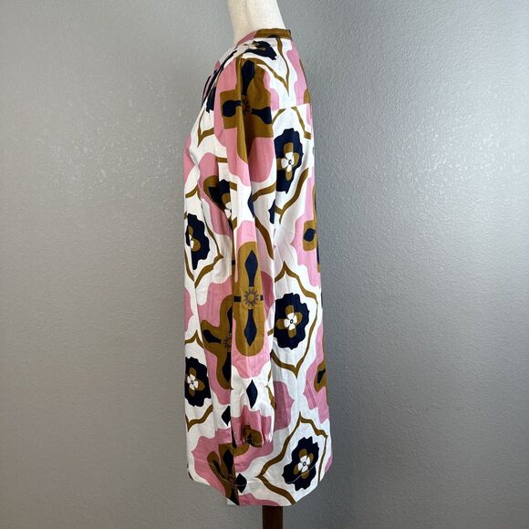 Boden Womens Notch Neck Mini Shift Dress Size 8 Mod Retro Print Cotton Pockets - Picture 3 of 8